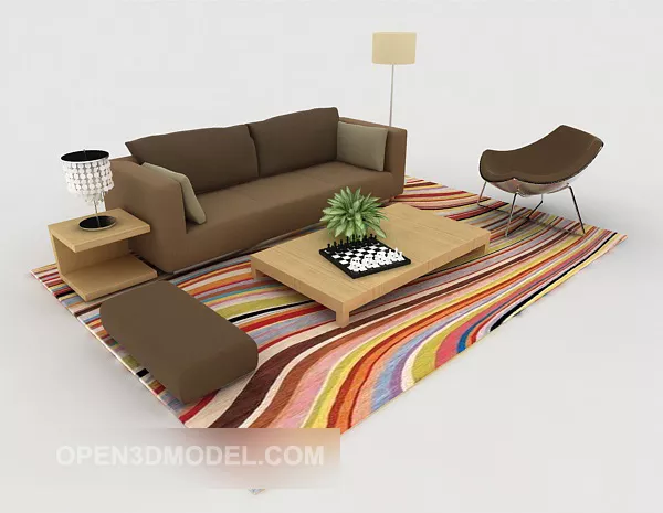 Home Simple Dark Brown Sofa 3d model Home Simple Dark Brown Sofa 3d model