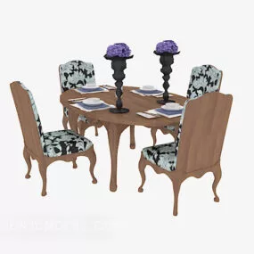 Home Party Table And Chairs 3d model