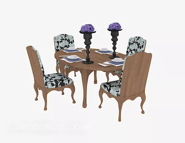Home Party Table And Chairs 3d model Home Party Table And Chairs 3d model