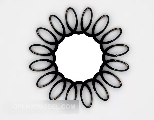 Asian Royal Big Mirror Carved Frame 3d model