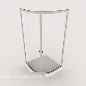Corner Simple Bathroom Glass Door 3d model