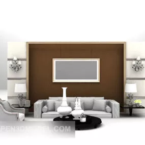 Home Sofa Chair With Backwall 3d model