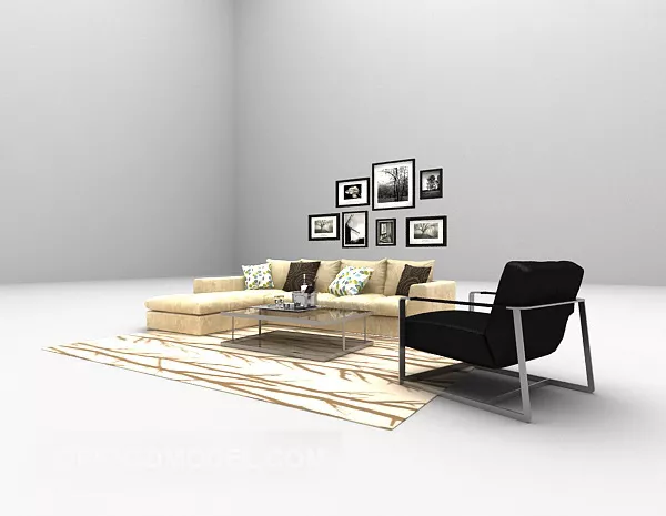 Home Sofa Combination Wall Picture Decor 3d model Home Sofa Combination Wall Picture Decor 3d model