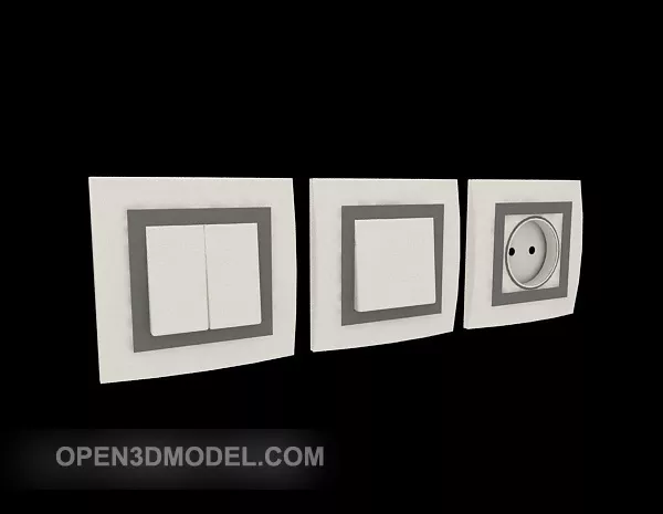 Home Switch 3 Buttons 3d model Home Switch 3 Buttons 3d model