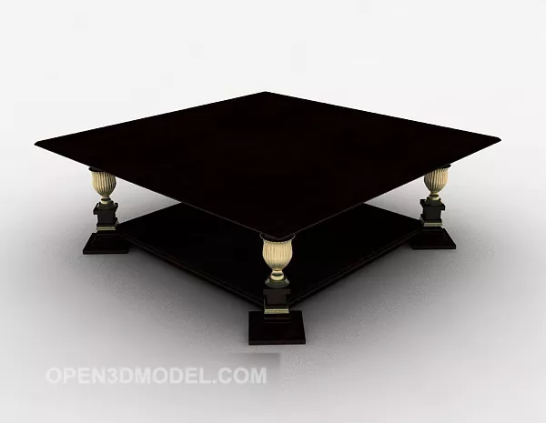Home Black Solid Wood Coffee Table 3d model Home Black Solid Wood Coffee Table 3d model