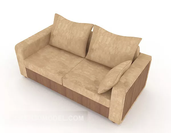 Home Brown Simple Double Sofa 3d model Home Brown Simple Double Sofa 3d model