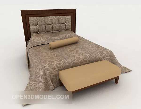 Home Brown Simple Wooden Double Bed 3d model Home Brown Simple Wooden Double Bed 3d model