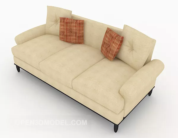 Home Brown Three-person Sofa 3d model Home Brown Three-person Sofa 3d model