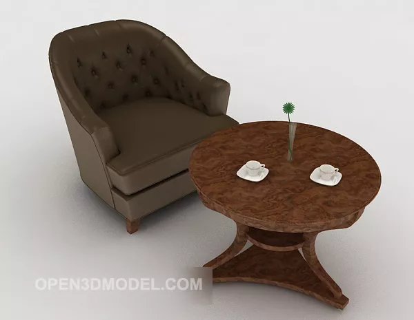 Home Casual Brown Single Sofa 3d model Home Casual Brown Single Sofa 3d model