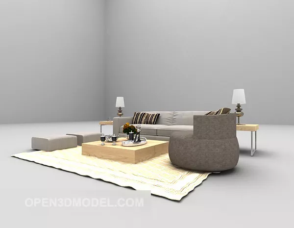Home Combo Sofa Furniture 3d model Home Combo Sofa Furniture 3d model