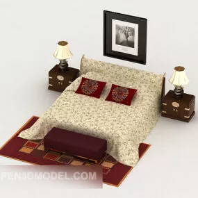 Home Crushed Flower Double Bed 3d model