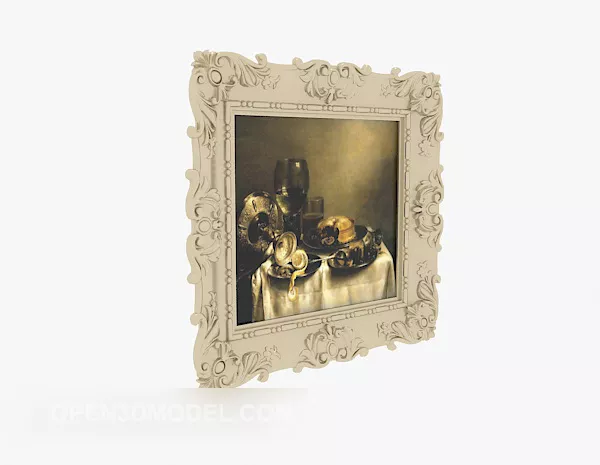 Decorative Hanging Painting Wood Frame 3d model