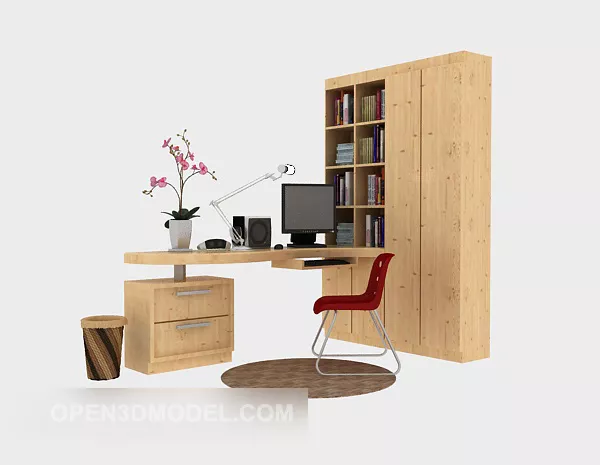 Home Desk, Bookcase 3d model Home Desk, Bookcase 3d model