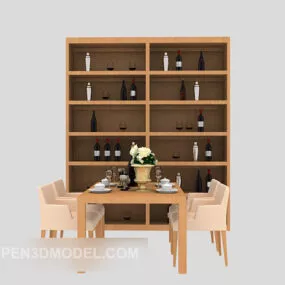 Home Display Cabinet With Dining Table 3d model