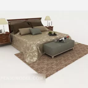 Home Grey Double Bed 3d model