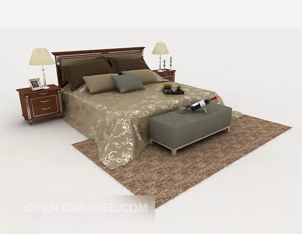 Home Grey Double Bed 3d model Home Grey Double Bed 3d model