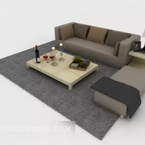 Home Grey Simple Combination Sofa 3d model