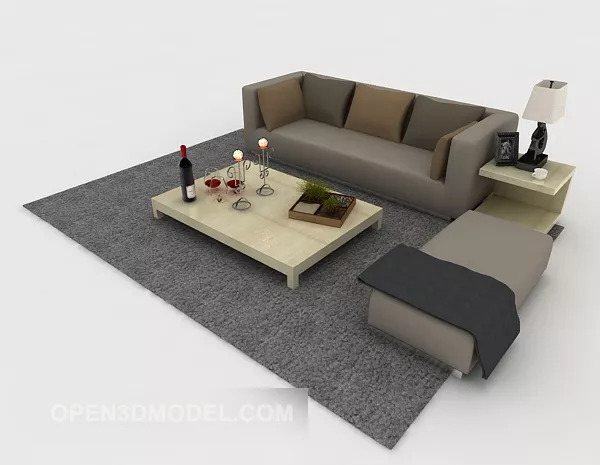 Home Grey Simple Combination Sofa 3d model Home Grey Simple Combination Sofa 3d model