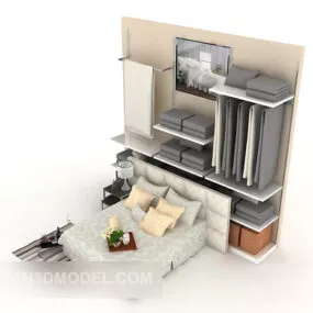 Home Grey Simple Double Bed 3d model