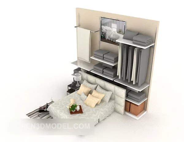 Home Grey Simple Double Bed 3d model Home Grey Simple Double Bed 3d model
