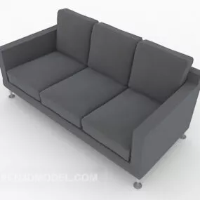 Home Grey Three-person Sofa Design 3d model