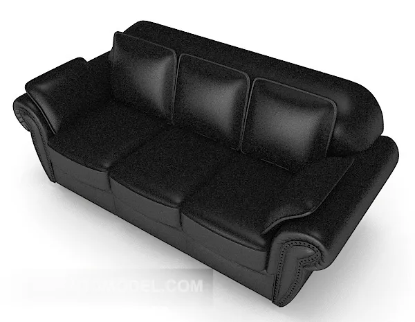 Home Leather Three-person Sofa 3d model Home Leather Three-person Sofa 3d model