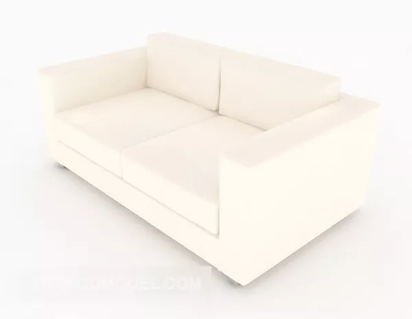 Home Leisure Simple White Double Sofa 3d model Home Leisure Simple White Double Sofa 3d model