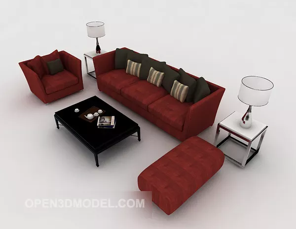 Home Modern Simple Red Sofa Sets 3d model Home Modern Simple Red Sofa Sets 3d model