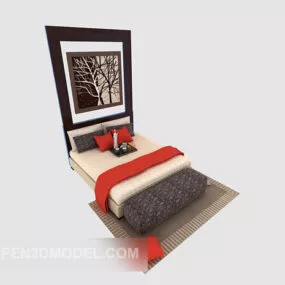 Home Modern Style Double Bed 3d model
