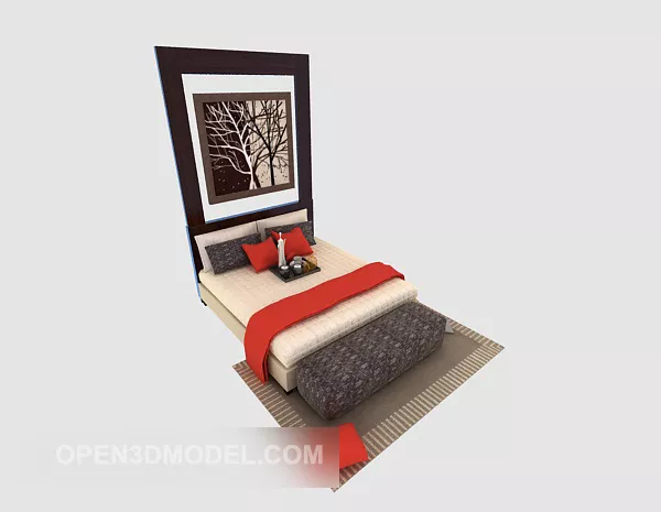 Home Modern Style Double Bed 3d model Home Modern Style Double Bed 3d model