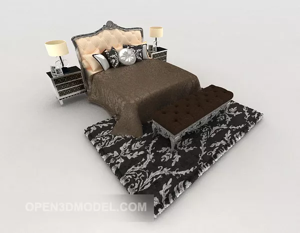 Home Neoclassical Double Bed 3d model Home Neoclassical Double Bed 3d model