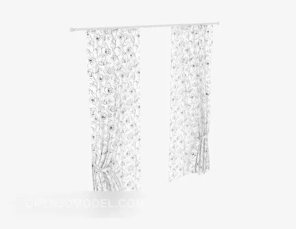 Curtain Two Layer With Top Panel 3d model