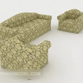 Home Pattern Green Combination Sofa 3d model