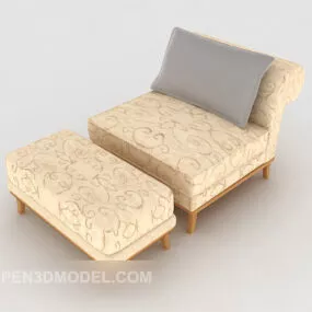 Home Pattern Yellow Single Sofa 3d model