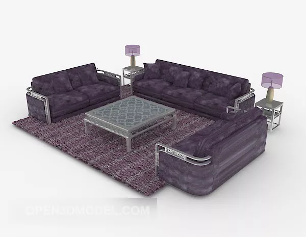 Home Purple Sofa Sets 3d model Home Purple Sofa Sets 3d model