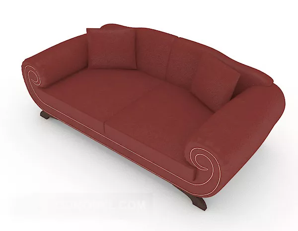 Home Red Double Sofa 3d model Home Red Double Sofa 3d model
