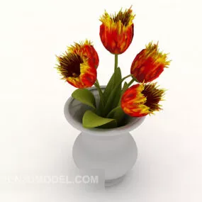 Home Set Bouquet Red Flower 3d model