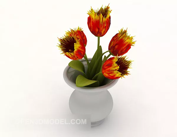 Home Set Bouquet Red Flower 3d model Home Set Bouquet Red Flower 3d model
