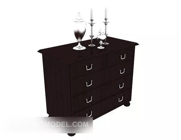 Home Side Cabinet Dark Wood 3d model Home Side Cabinet Dark Wood 3d model