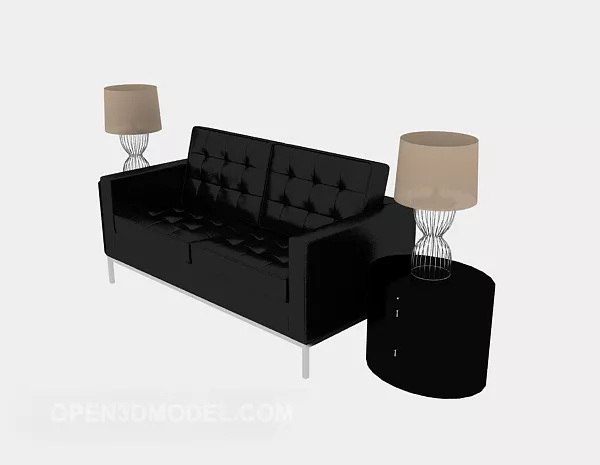 Home Simple Black Casual Double Sofa 3d model Home Simple Black Casual Double Sofa 3d model