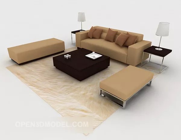 Home Simple Brown Combination Sofa V1 3d model Home Simple Brown Combination Sofa V1 3d model