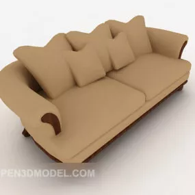 Home Simple Brown Double Sofa V1 3d model