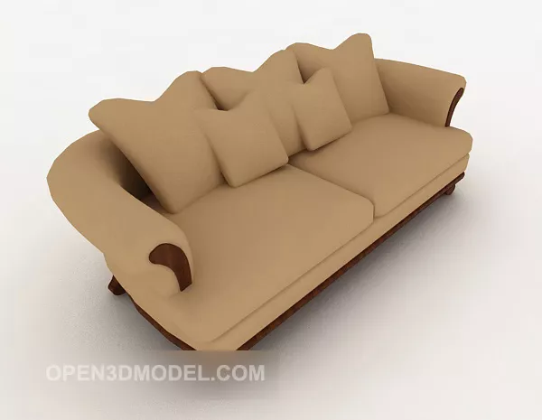Home Simple Brown Double Sofa V1 3d model Home Simple Brown Double Sofa V1 3d model