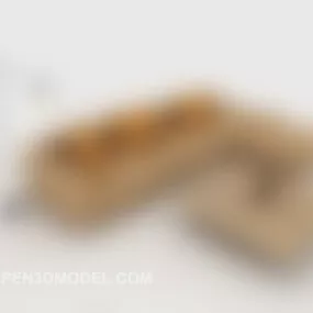 Home Simple Brown Multiplayer Sofa 3d model