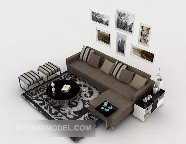 Home Simple Dark Brown Combination Sofa 3d model Home Simple Dark Brown Combination Sofa 3d model