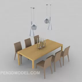 Home Simple Dining Table Chair 3d model
