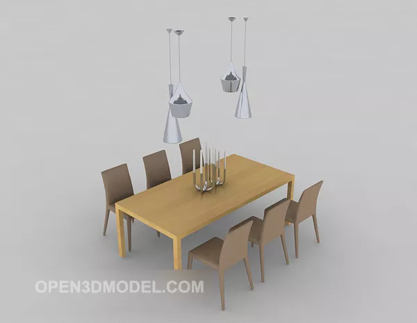 Home Simple Dining Table Chair 3d model Home Simple Dining Table Chair 3d model