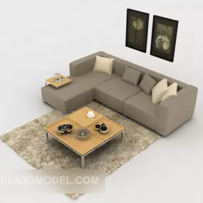 Home Simple Gray Multiplayer Sofa 3d model