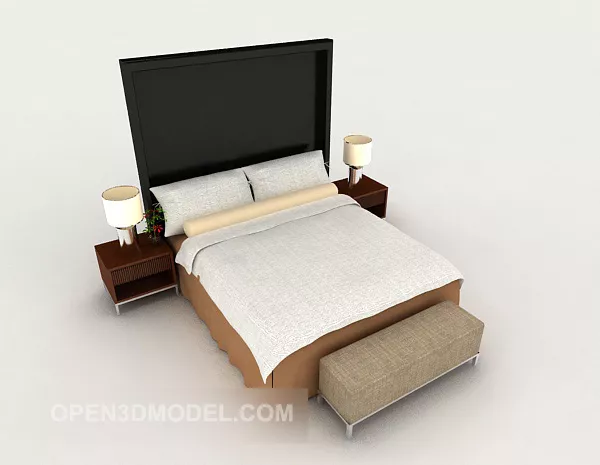 Home Simple Grey Double Bed 3d model Home Simple Grey Double Bed 3d model