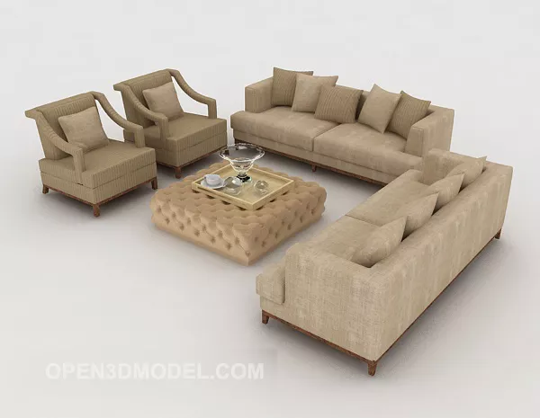 Home Simple Light Brown Combination Sofa 3d model Home Simple Light Brown Combination Sofa 3d model